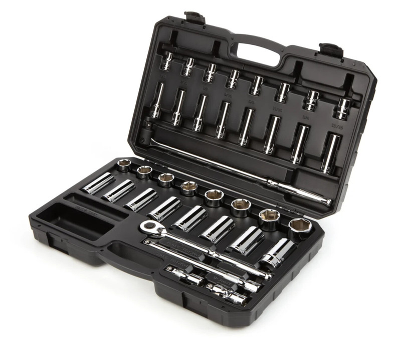 1/2 Inch Drive 6-Point Socket and Ratchet Set with Case, 37-Pc. 3/8 - 1-5/16 in gallery