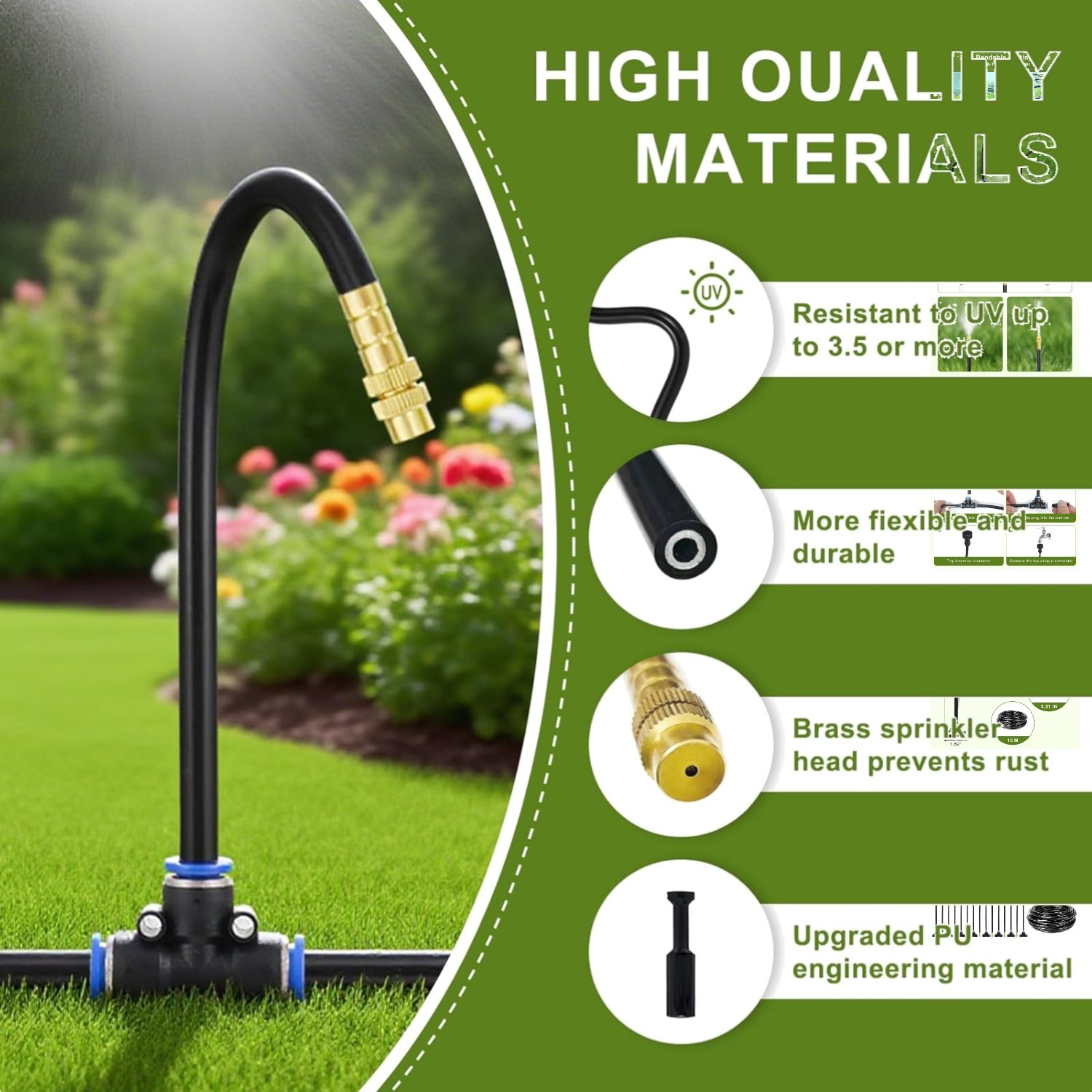 Eco-Friendly 50FT Drip Irrigation Kit - 15 Brass Nozzles with Leak-Proof Design gallery