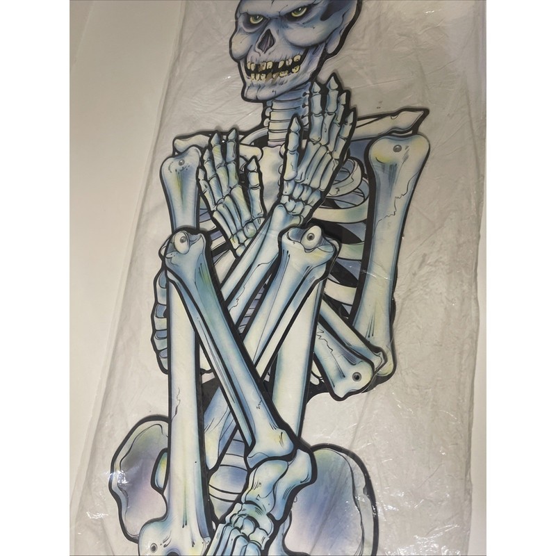 Beistle Jointed Skeleton Halloween Cardboard VTG Die Cut Art print 44" New 1984 gallery
