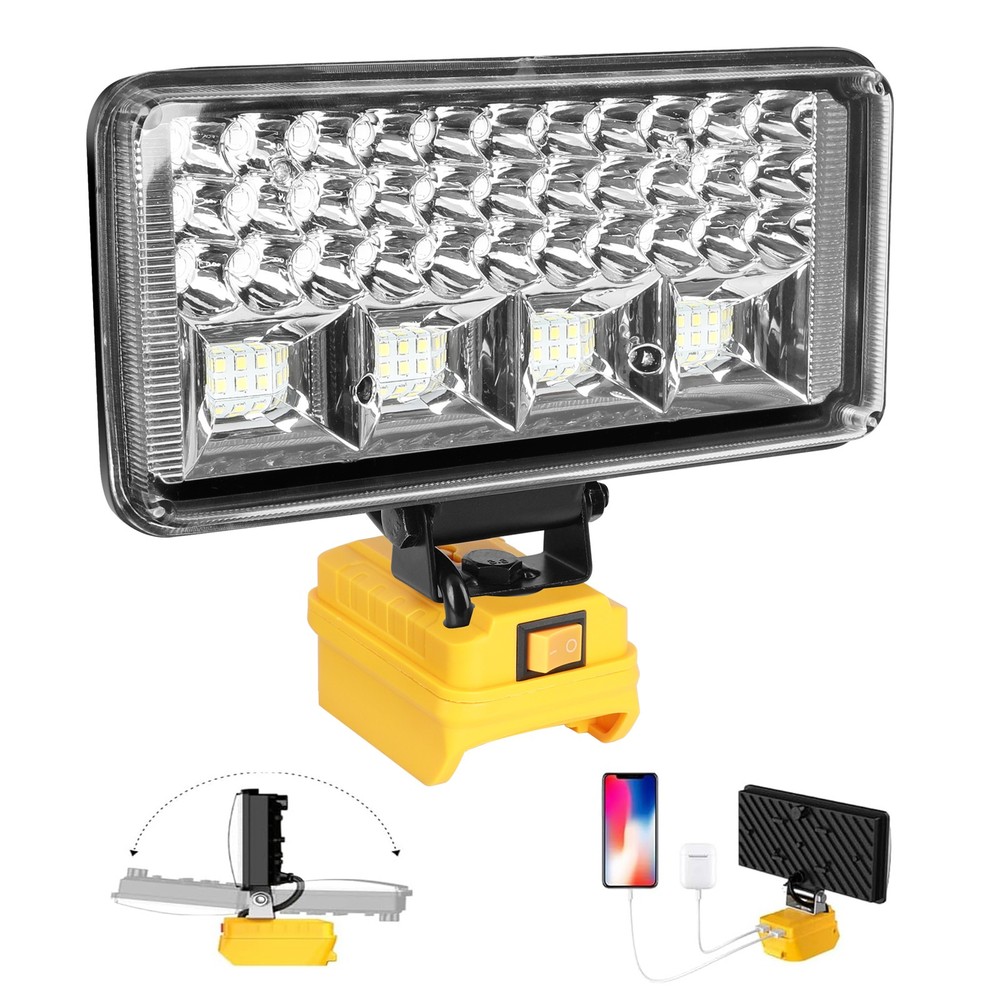 LED Work Light Flashlight for De walt 20V MAX Battery 90W 6800LM with USB Port