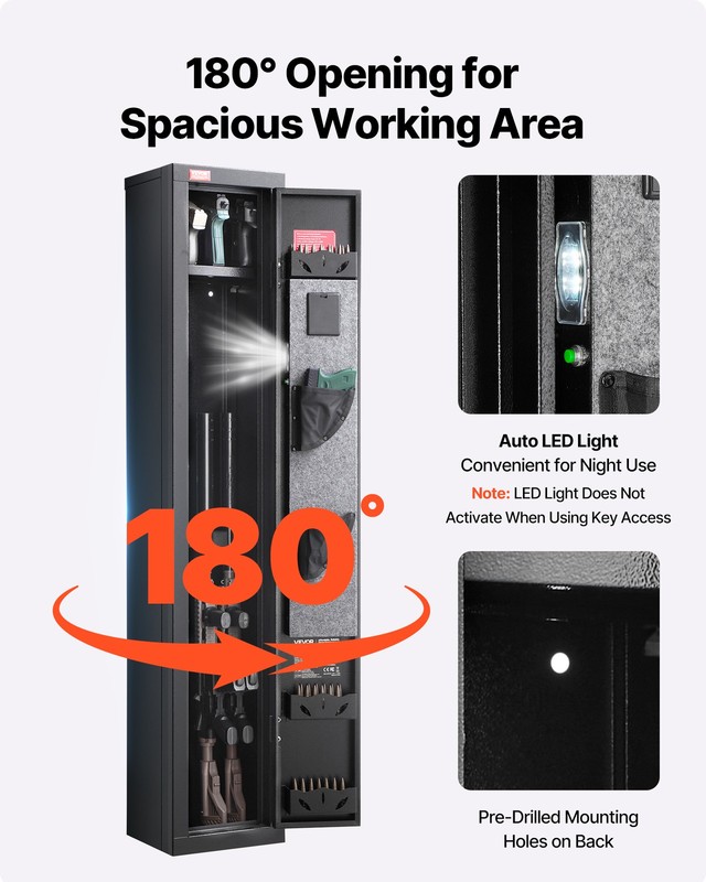 VEVOR Gun Safe with Digital Keypad & Key Adjustable Racks LED Lighting Black gallery