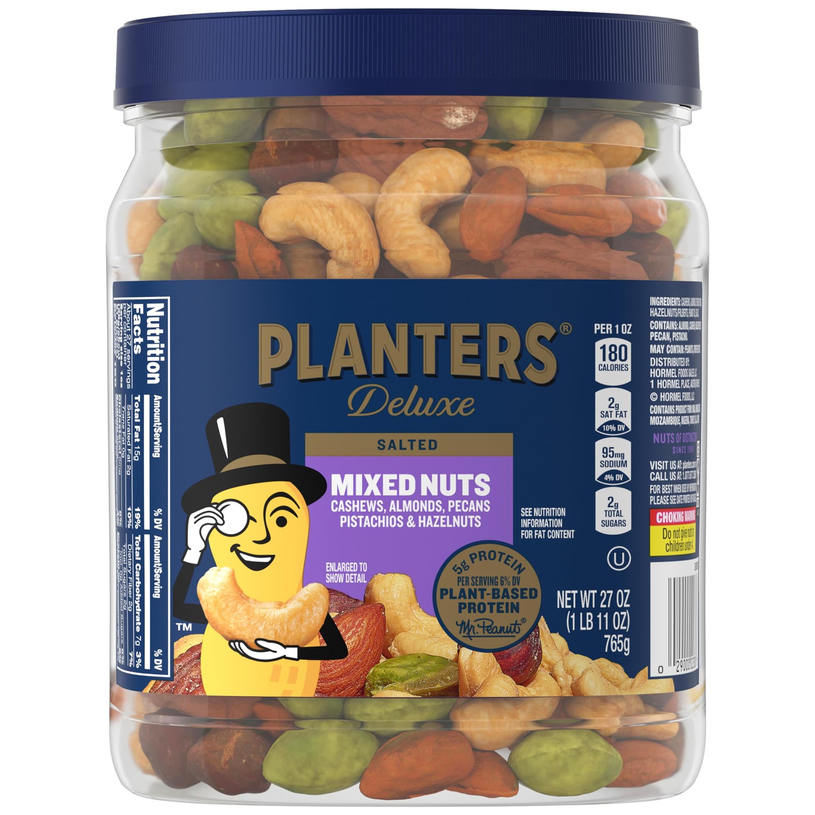 PLANTERS Deluxe Mixed Nuts with Sea Salt, 27 oz Resealable Container Variety gallery