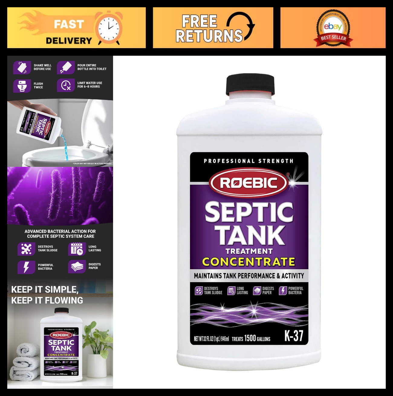 Septic Tank Treatment 32 oz Concentrate - Safe for All Plumbing Systems, Colorle gallery