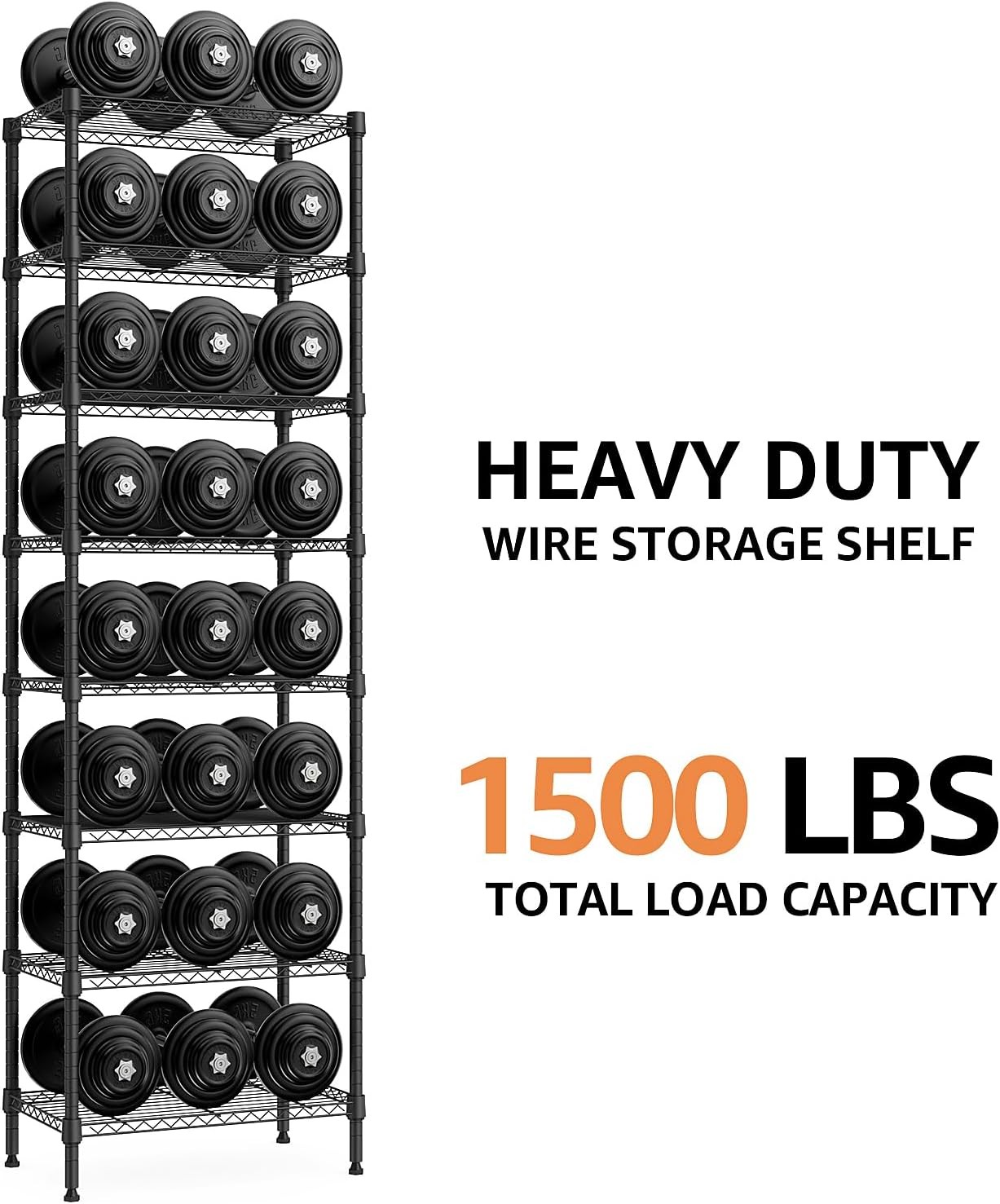 M MZG 8 Tier 2000 lb Storage Rack Wire Shelving Black gallery