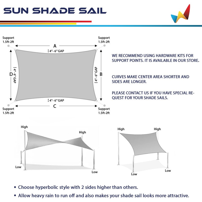 8'x12' Sun Shade Sail Rectangle Fabric Awning Canopy Cover Garden Outdoor Patio gallery