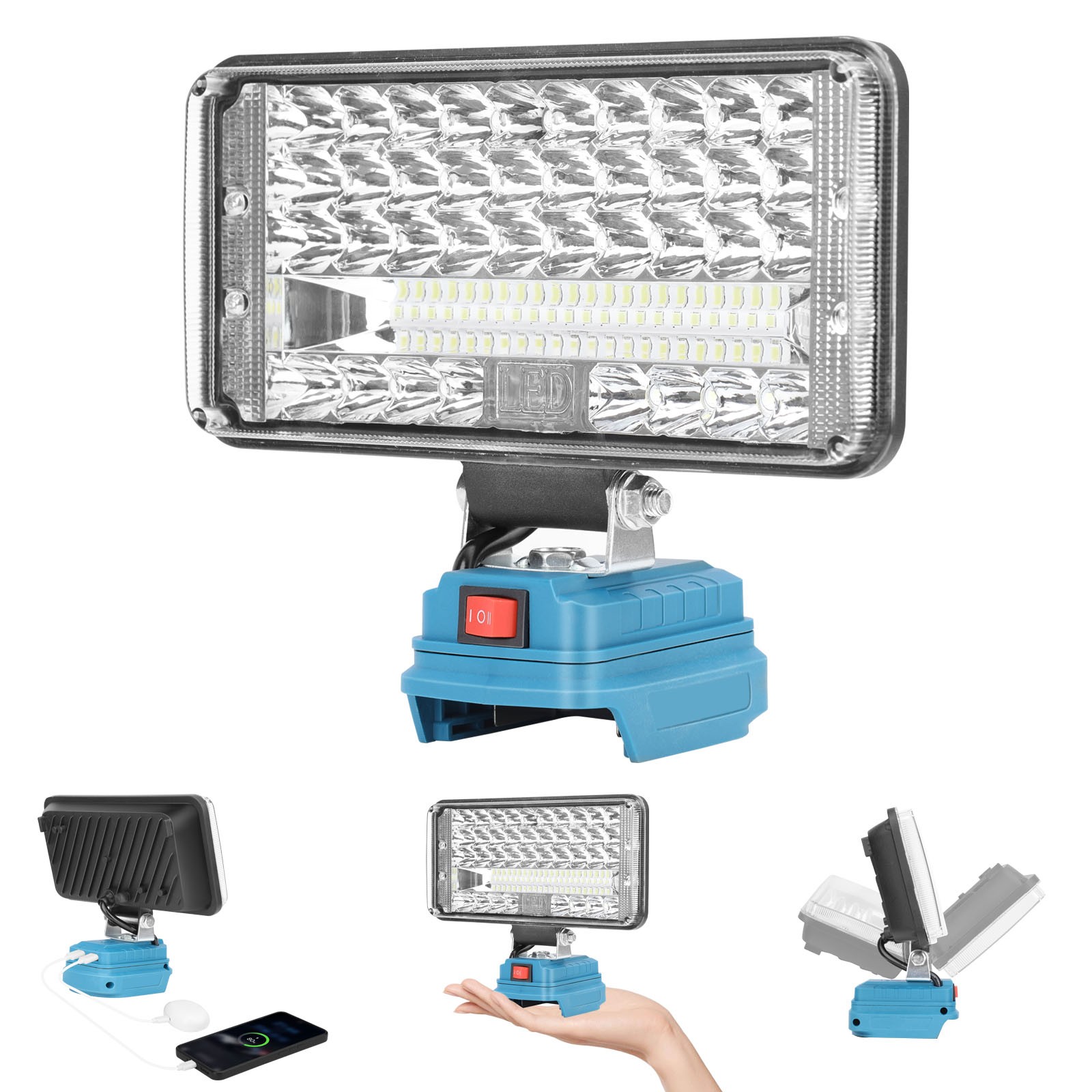 90W 18V LED Work Light Flashlight for Makita 18V LXT Battery with Two USB Ports gallery
