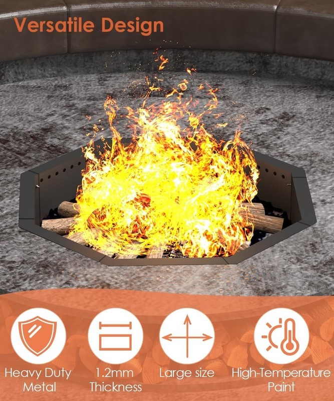 Smokeless Fire Pit Ring 32-In Outer 28-Inch Inner Diameter Steel Campfire Ring gallery