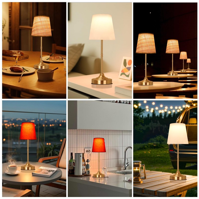 Gold Cordless Rechargeable Table Lamp, Touch Bedside Lamp, 5200mAh Battery Op... gallery