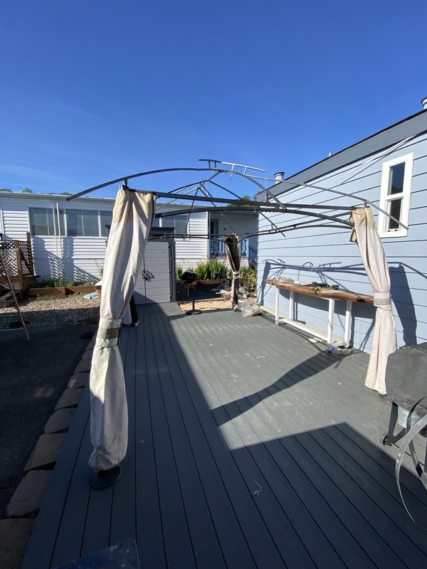 Weather Resistant Metal Frame Rectangle Gazebo with Beige Curtains Freestanding gallery