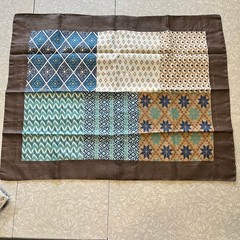 Patchwork geometric traditional patterns blue brown pillow shams quilt country