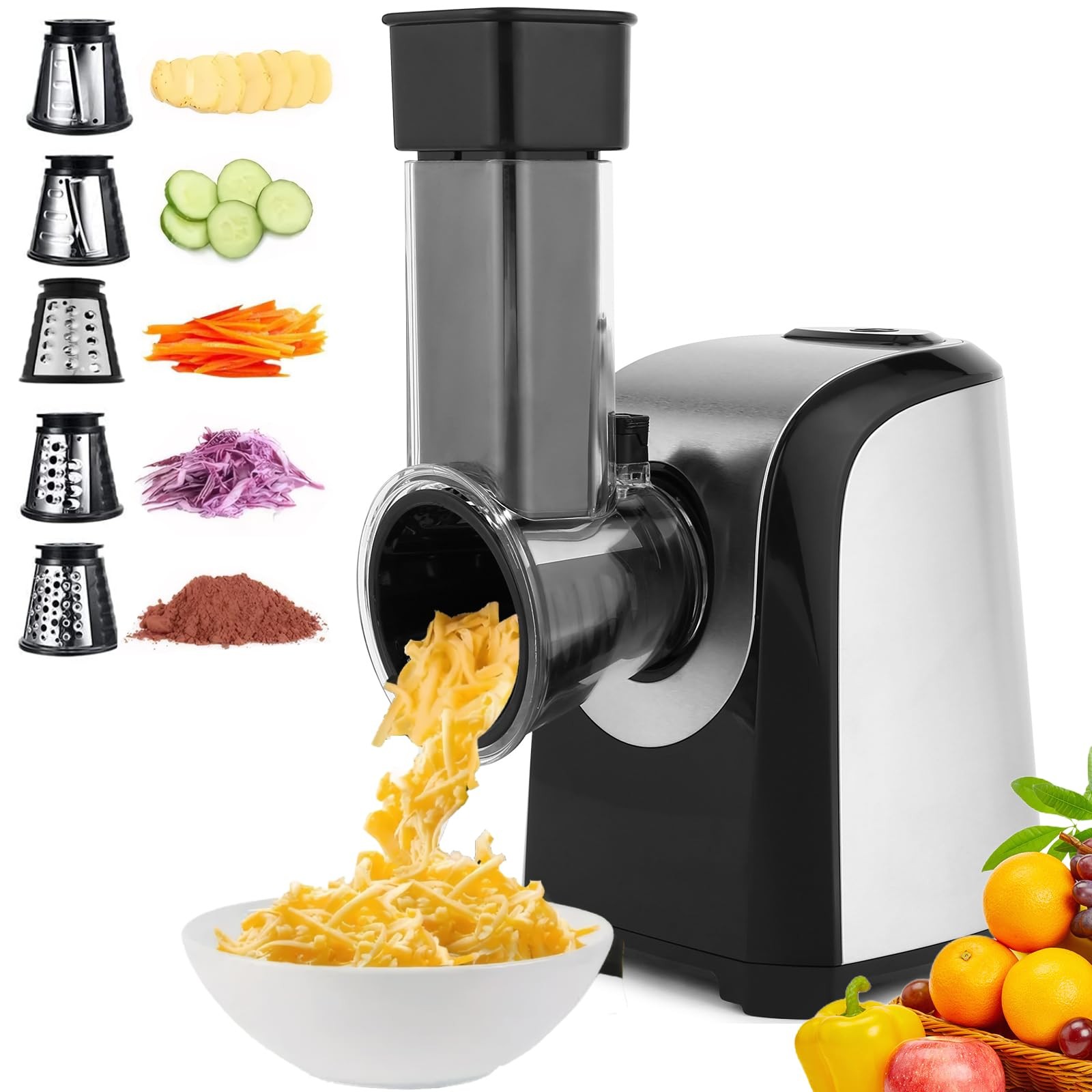 Homdox Electric Cheese Grater 5 in 1 Professional Electric Slicer Shredder 15... gallery