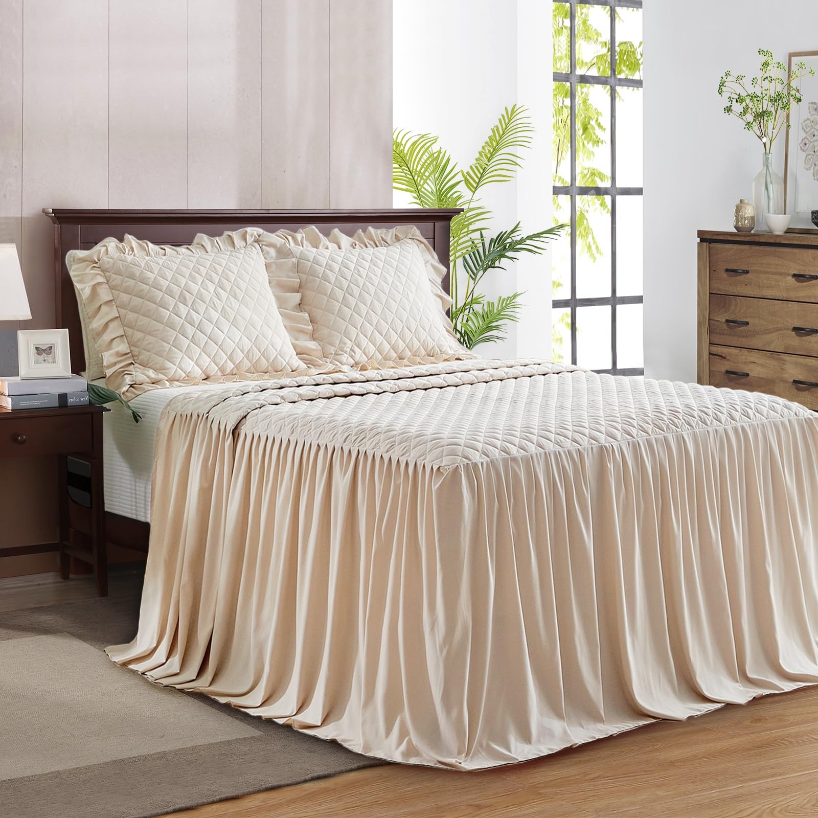 Uozzi Bedding Ruffle Skirt Bedspread Set - 30 - White Chic Ruffled gallery