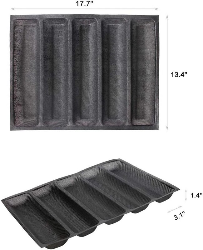 Silicone Perforated Baking Forms Sandwich Mold French Baguette Bread Pan Mat 5 L gallery