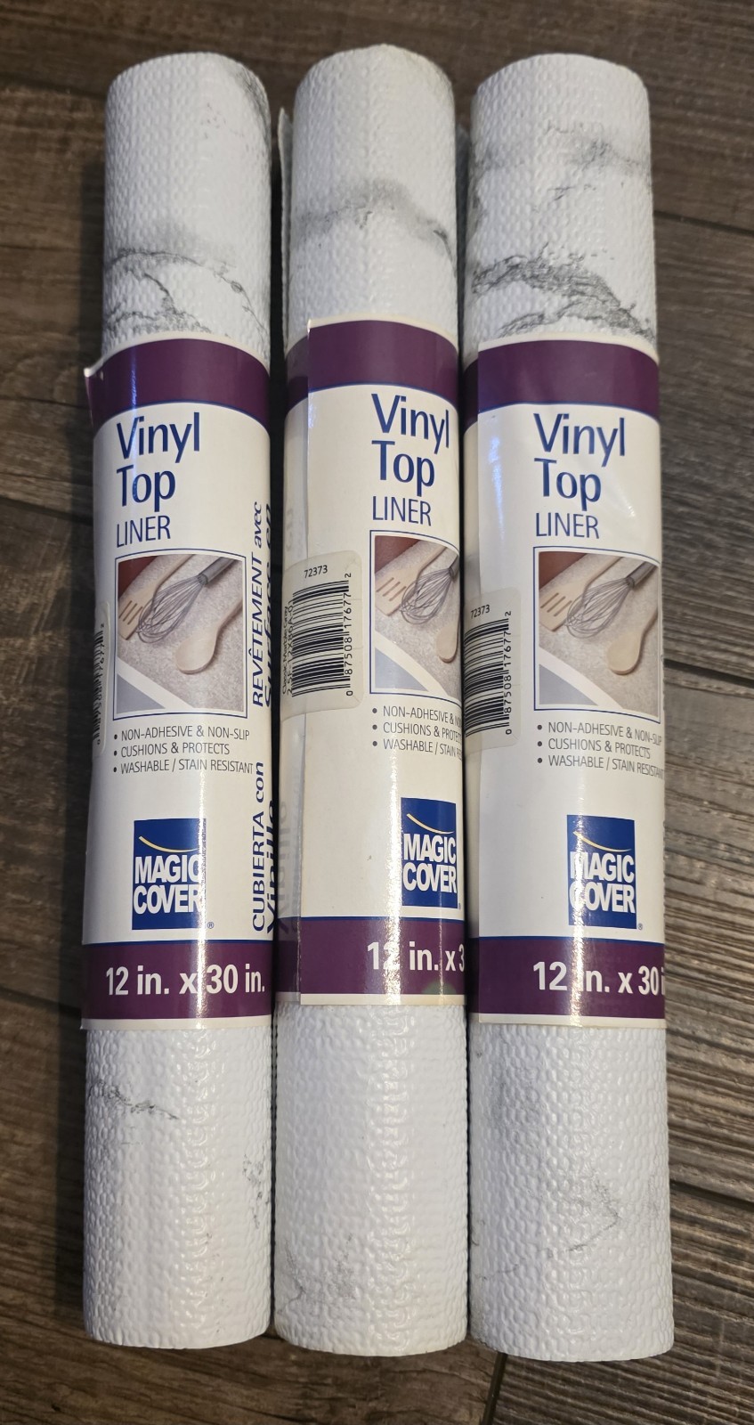 3 Rolls Magic Cover Vinyl Non-Adhesive Top Shelf Liner Classic Marble Gray 12x30 gallery