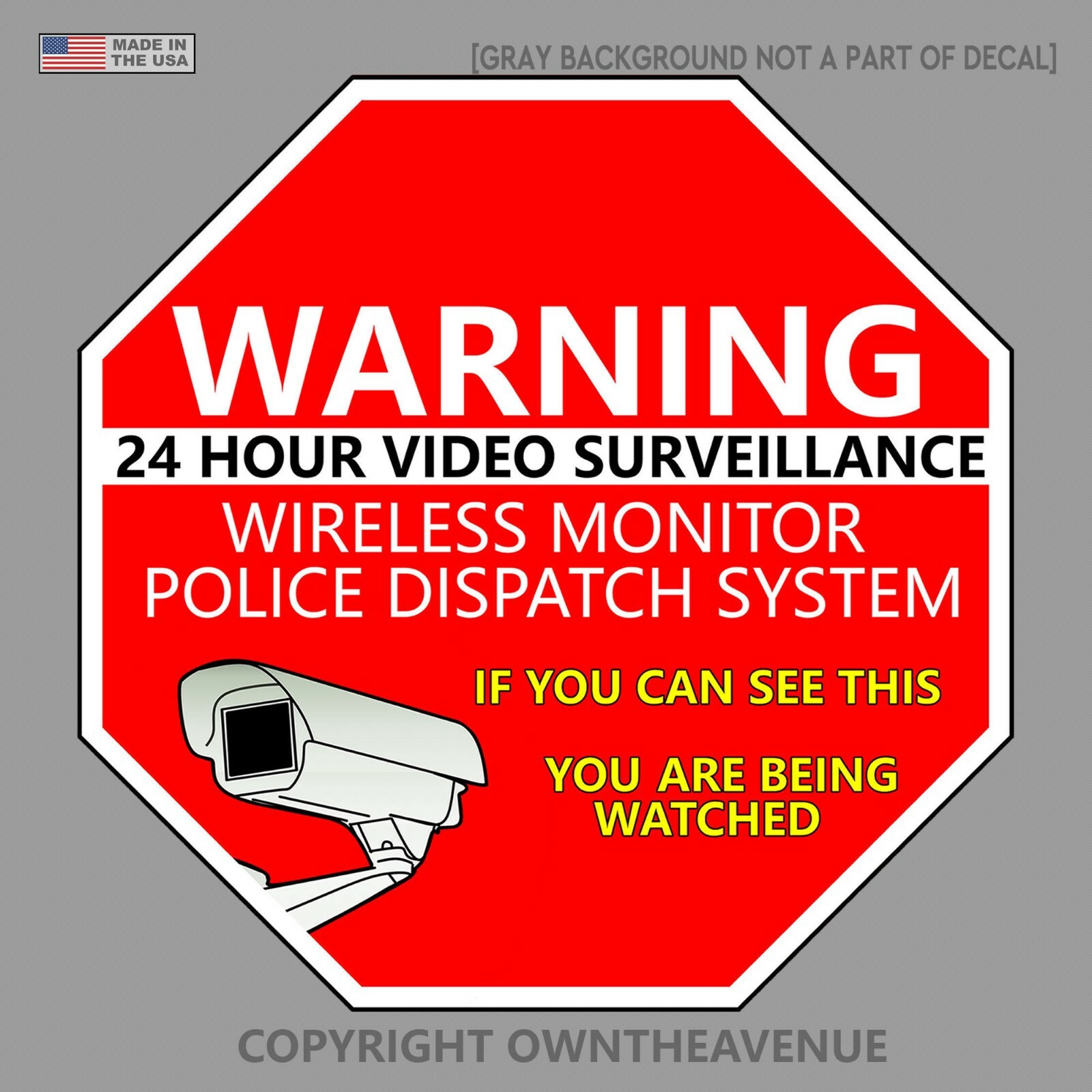 Warning 24 Hour Video Surveillance Security Cameras Vinyl Sticker Decal Red v024 gallery