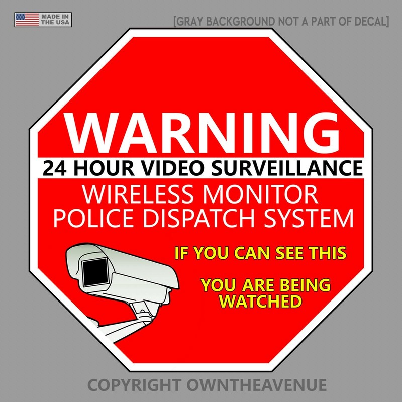 Warning 24 Hour Video Surveillance Security Cameras Vinyl Sticker Decal Red v024 gallery