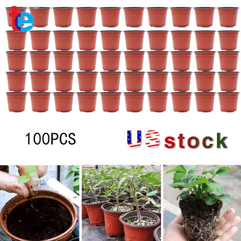 100PCS Plastic Plant Flower Pots Nursery Garden Seedlings Starting Pot Container gallery