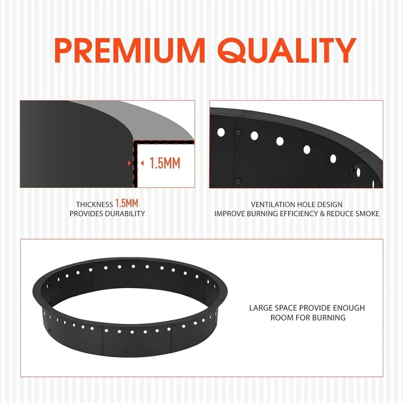 48''Inner/52''Outer Fire Pit Ring,Steel Metal Fire Ring Liner Outdoor DIY Pit gallery