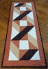 Handmade Quilted Table Runner 16 x 40" Classy Brown, Tan, Pumpkin, Cream Moda gallery