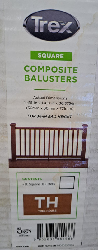 16 PC TREX TRANSCEND RAILING SQUARE COMPOSITE TREE HOUSE BALUSTER 1.418 X 30.375 gallery