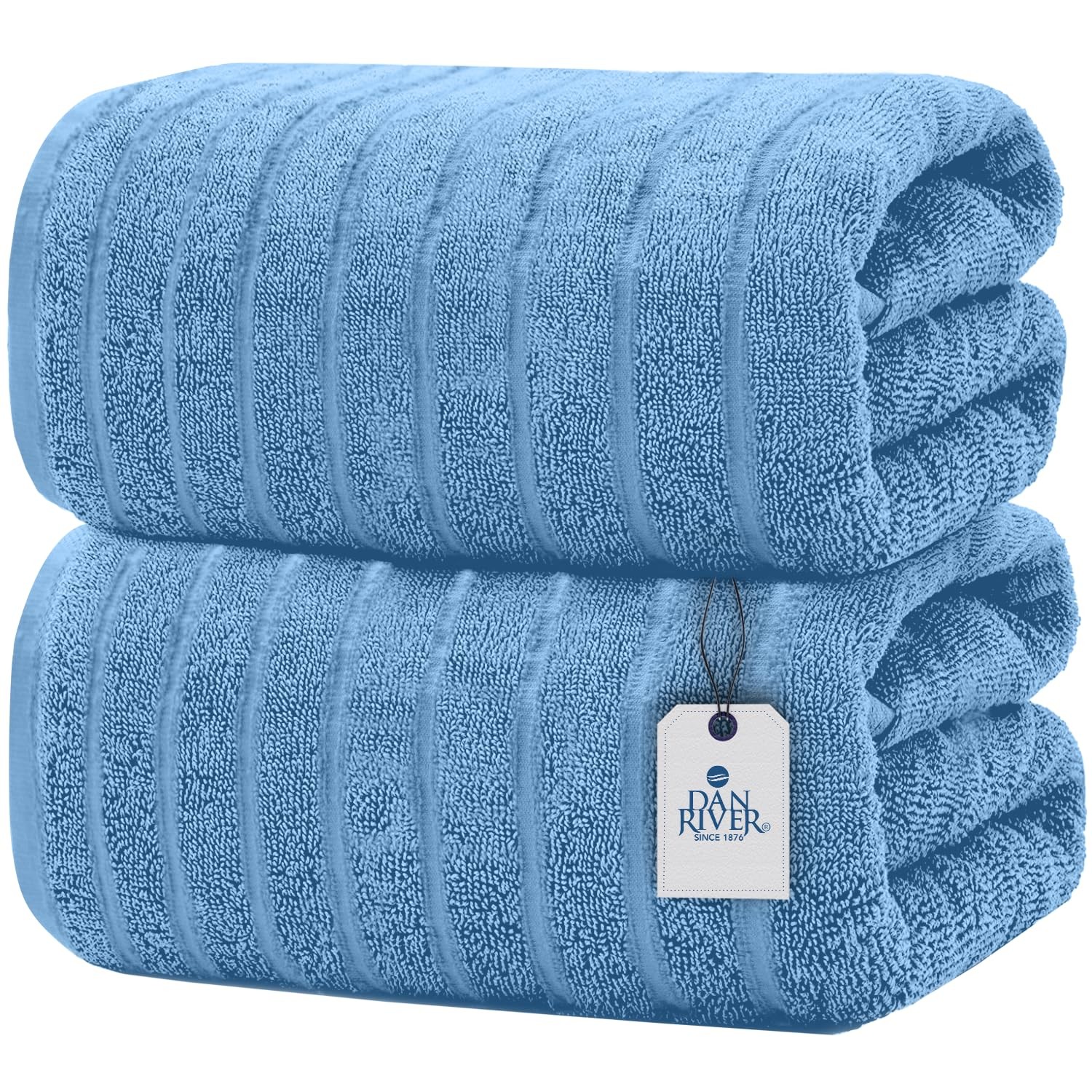 Bath Sheet 2 Pack Medium Blue 35x70 Inch Ribbed Luxury Cotton Large Towel Art gallery