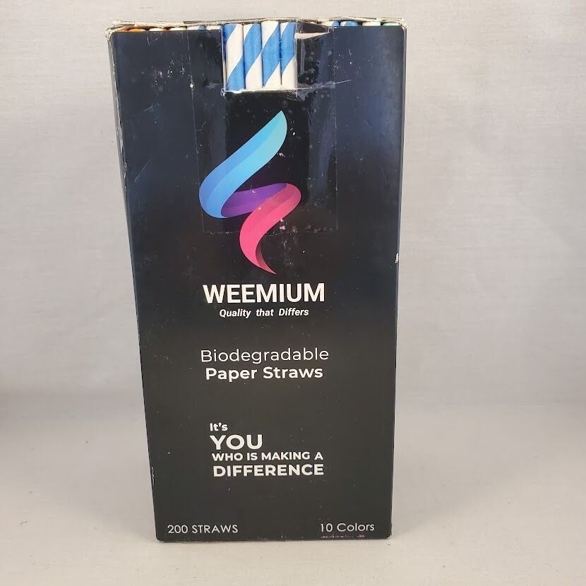 Weemium Biodegradable Paper Straws 200 Count Eco-Friendly 10 Colors FDA Approved gallery