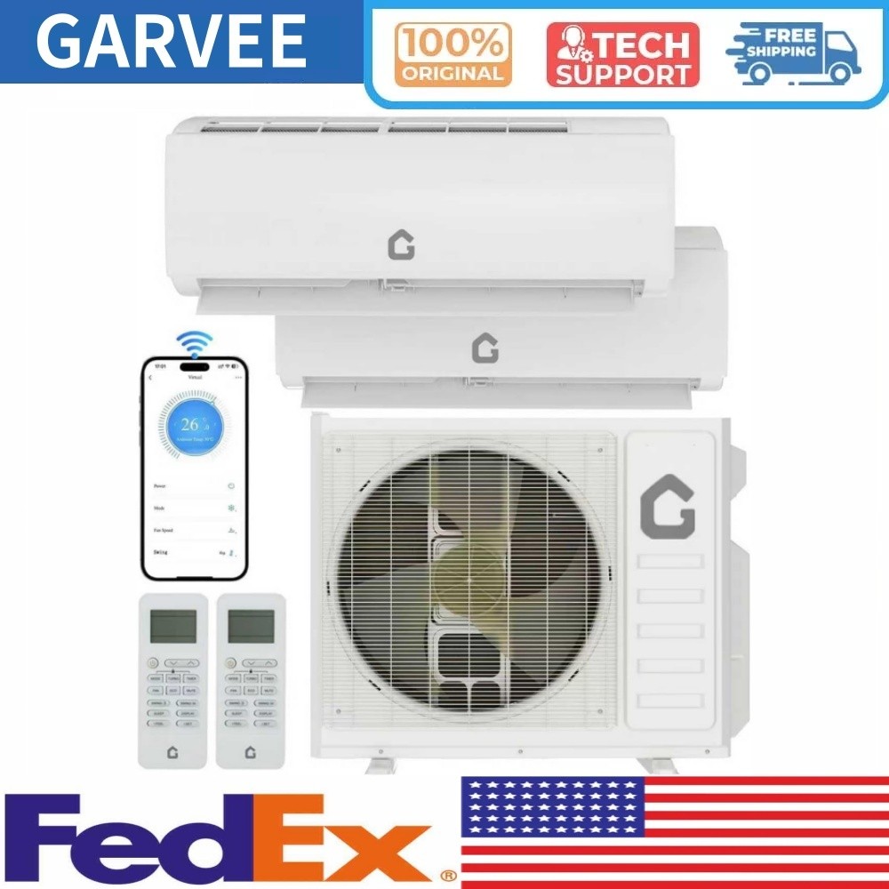 18000 BTU Dual Zone Mini Split Air Conditioner Ductless Heat Pump 9K+9K 24 SEER2