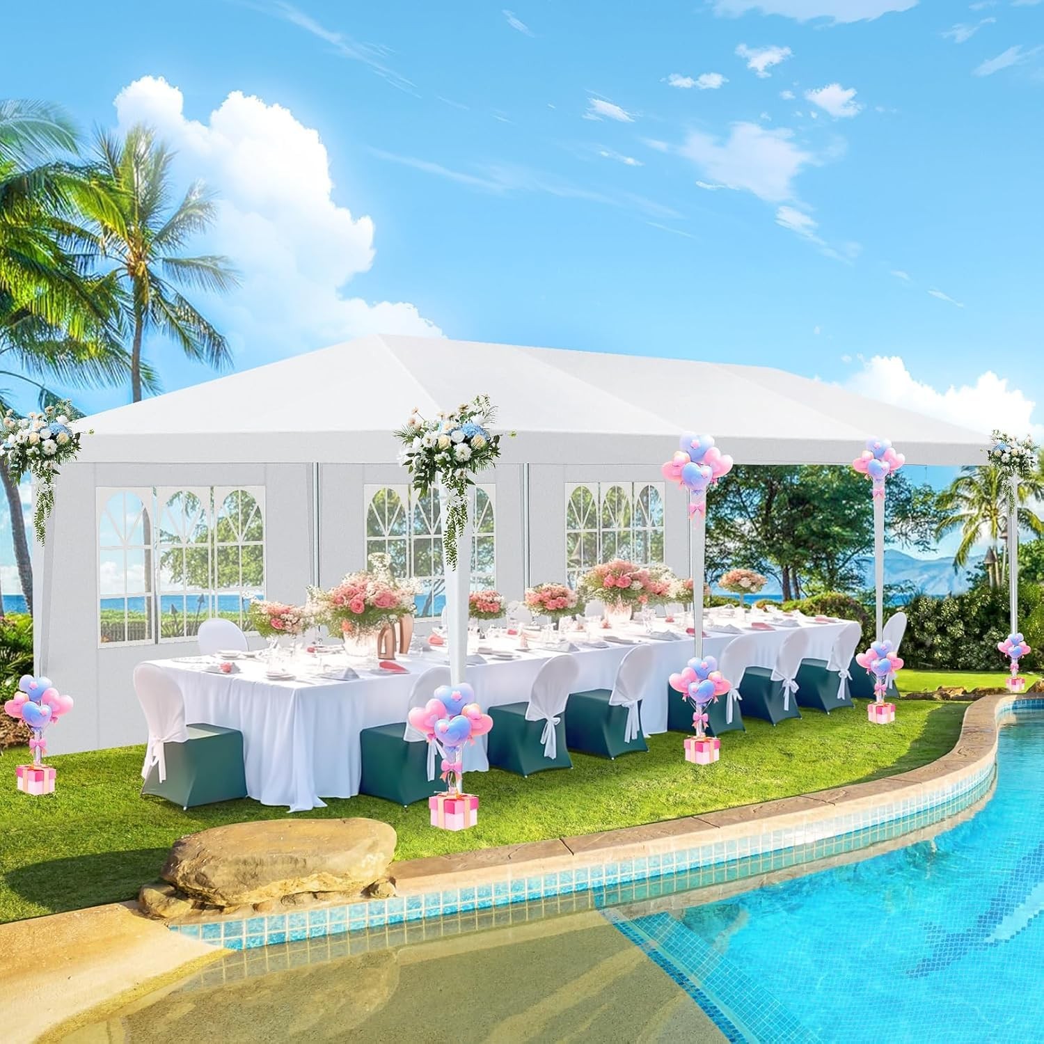 10x20 Party Tent Outdoor Large Backyard Canopy with 6 Removable Sidewalls, 2 ... gallery