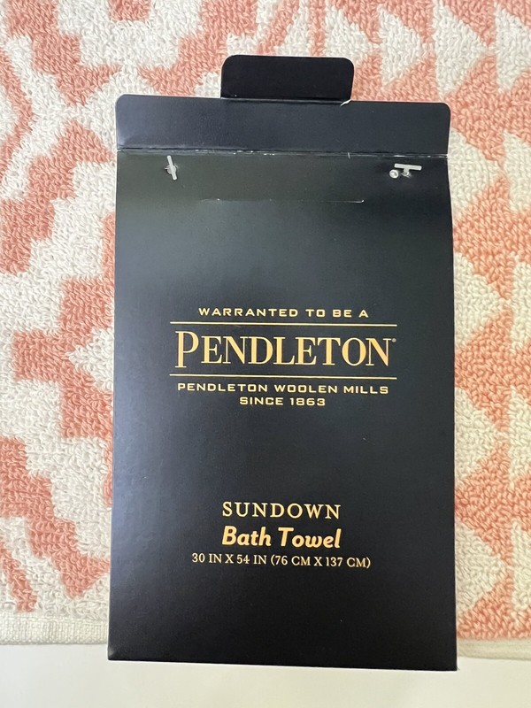 Pendleton Towel Set 2 Bath 2 Hand 2 Finger Tip Dusty Pink Sundown 100%Cotton NWT gallery
