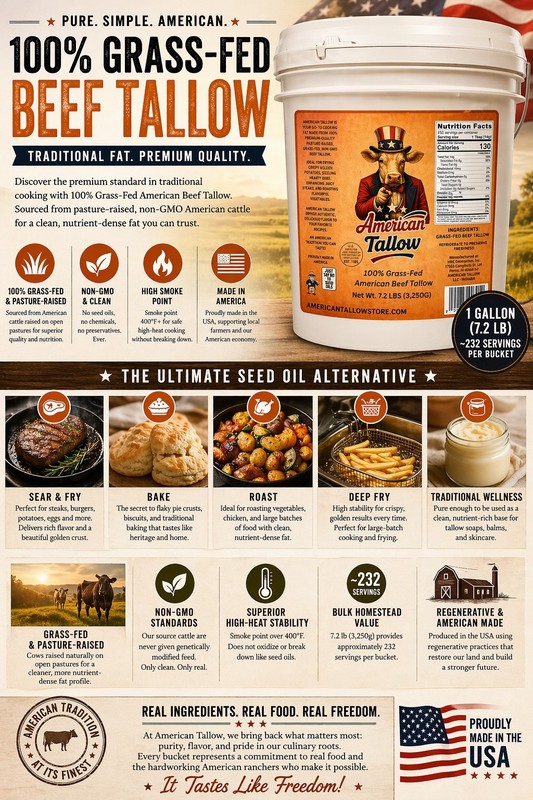 1 Gallon 100% Grass-Fed Beef Tallow, 7.2 LBS, Pasture-Raised, Non-GMO, Bulk gallery
