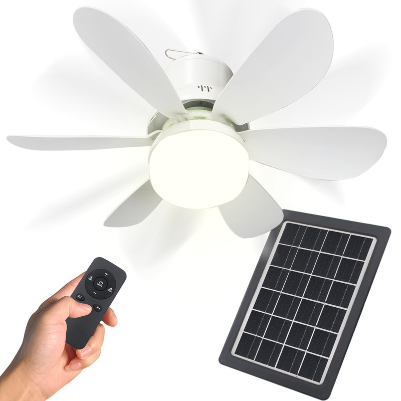 Solar Ceiling Fan Light, Solar Powered Rechargeable Ceiling Fan with Light fo... gallery