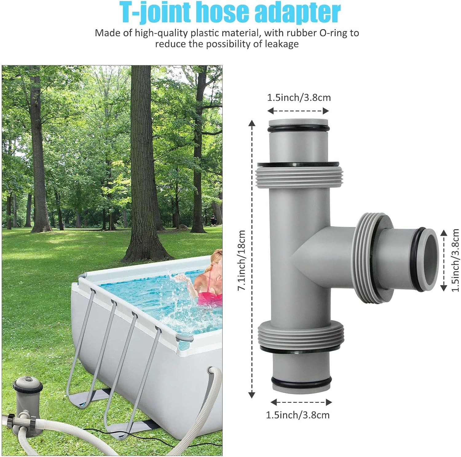 1-1/2 inch T Tee Joint Pool Filter Pump Hose Connector 1.5" to 1.5" Replaceme gallery