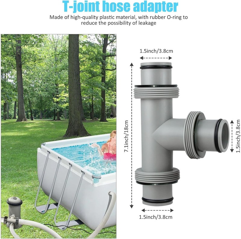 1-1/2 inch T Tee Joint Pool Filter Pump Hose Connector 1.5" to 1.5" Replaceme gallery