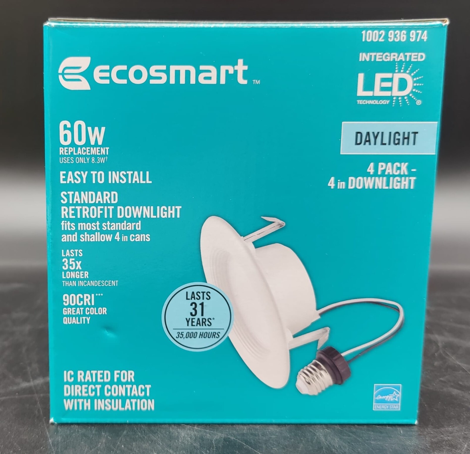 Ecosmart (12 Pack) 4in 60W Recessed LED Daylight Downlight Dimmable gallery
