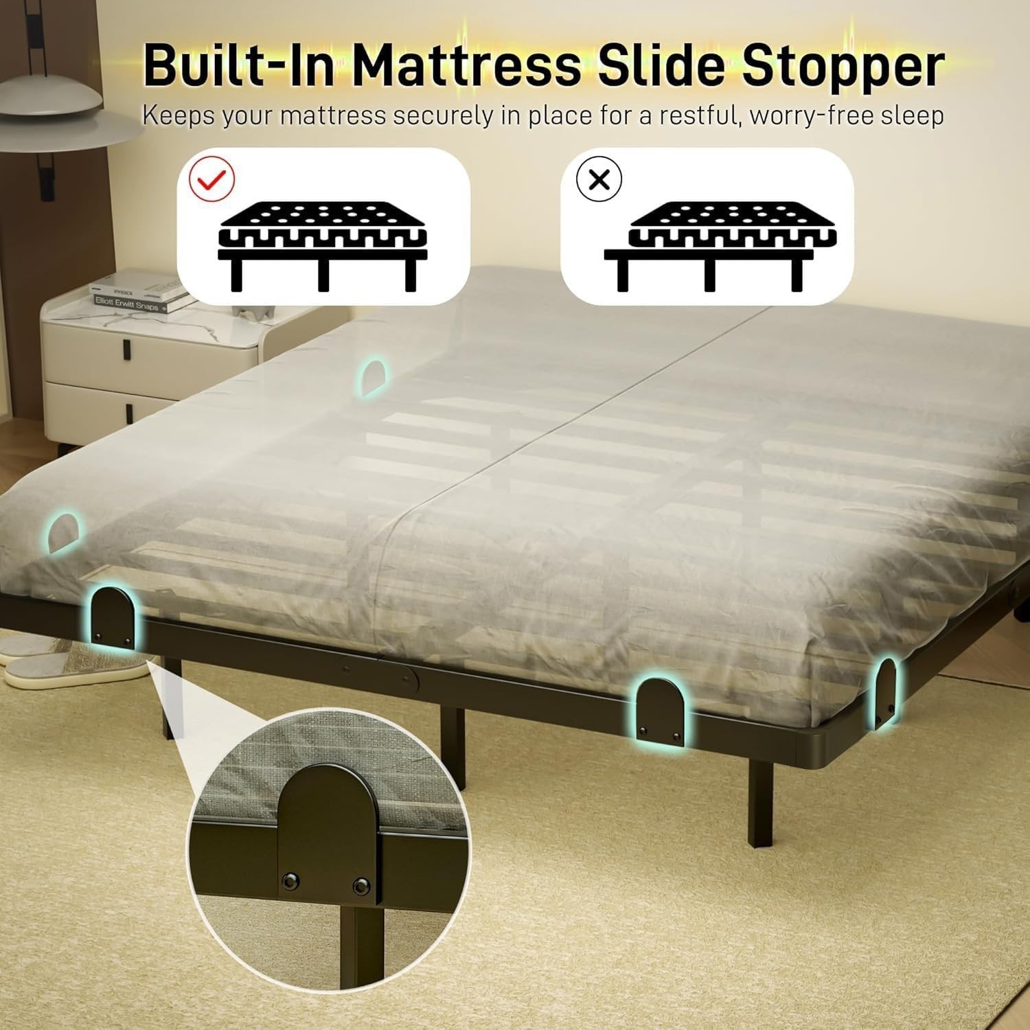 NEW Floating Queen Bed Frame 14 Inch LED Lights Charging Station Platform Bed gallery
