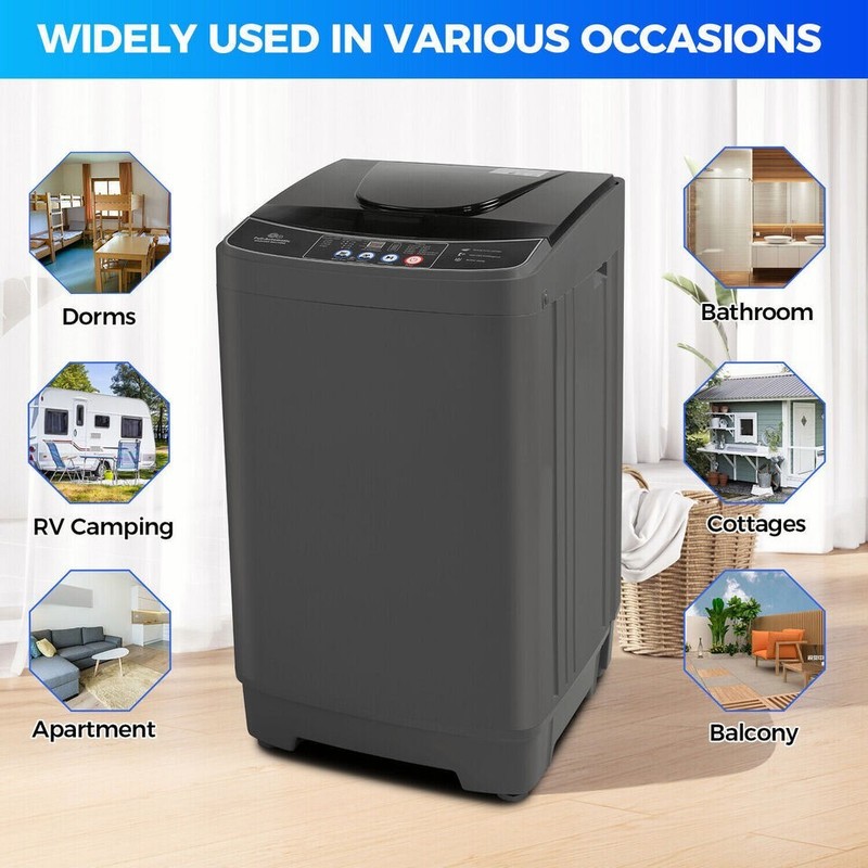 Washing Machine,15.6Lbs Fully Automatic Laundry Washer LED Display for Home Dorm gallery