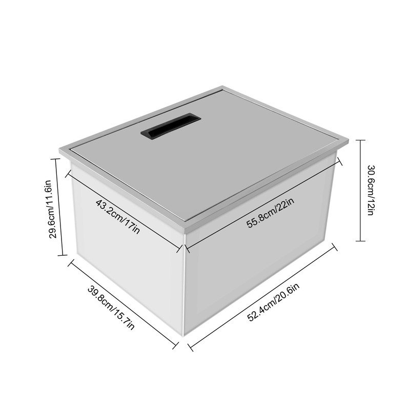 22''x17''x 12'' Drop in Ice Chest/Cooler BBQ Island Home Stainless Steel Ice Bin gallery