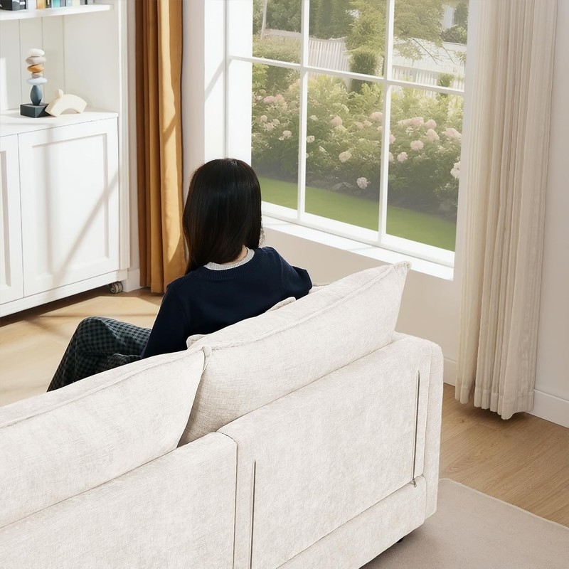 105" Sectional Modular Sofa Cloud Couch Convertible L-Shape Sofa with Ottoman gallery
