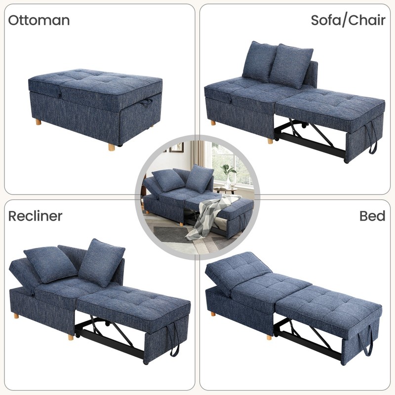 71" 4 in 1 Convertible Sleeper Sofa Bed Linen Loveseat Pull Out Sofa Bed Couch gallery