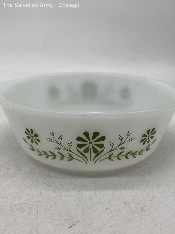 Glasbake White Green Design Milk Microwave-Safe Casserole Baking Dish Lot Of 3 gallery