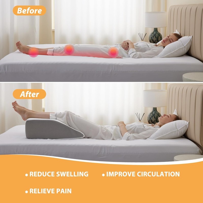 Stylish Leg Elevation Pillow with Removable Washable Cover - 8 Inch Foam Wedge gallery
