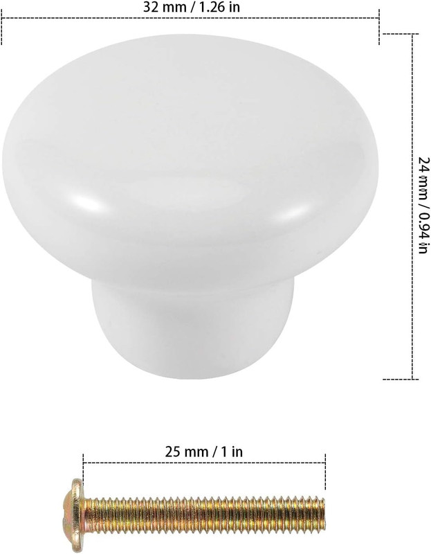 KEILEOHO 25 Pack Ceramic Cabinet Knobs, 1.26Inch/32Mm White Drawer Knobs with Sc gallery