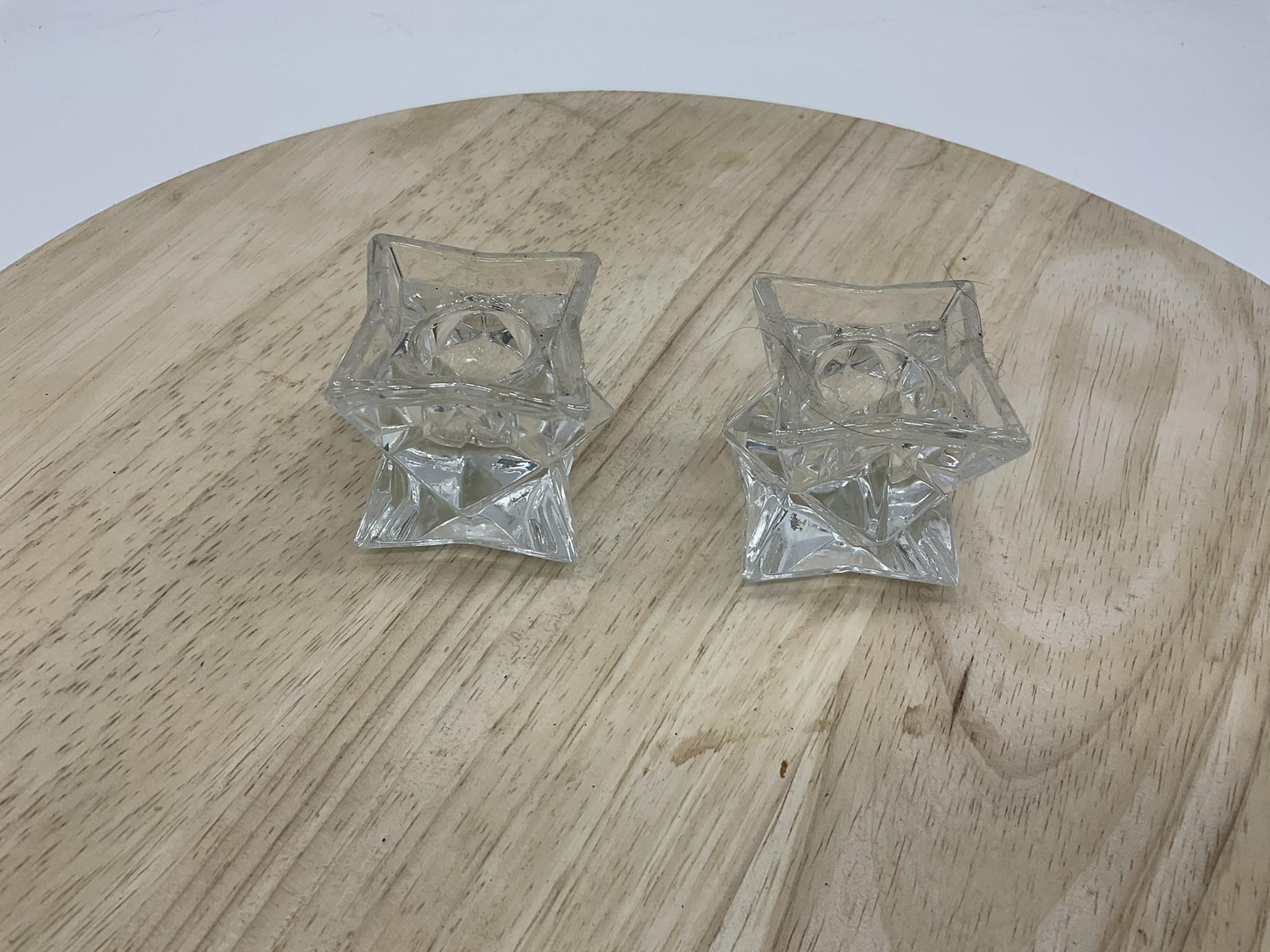 Clear Lead Crystal Candlestick Holders Set Of 2 Taper Candle USA Decor Tabletop gallery