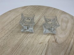 Clear Lead Crystal Candlestick Holders Set Of 2 Taper Candle USA Decor Tabletop