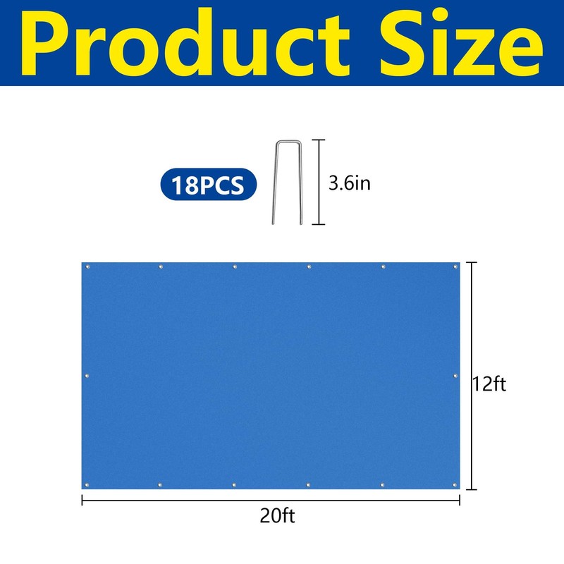 20 x 12 Ft Rectangular Pool Ground Cloths, Waterproof PE Swimming Pool Liner ... gallery