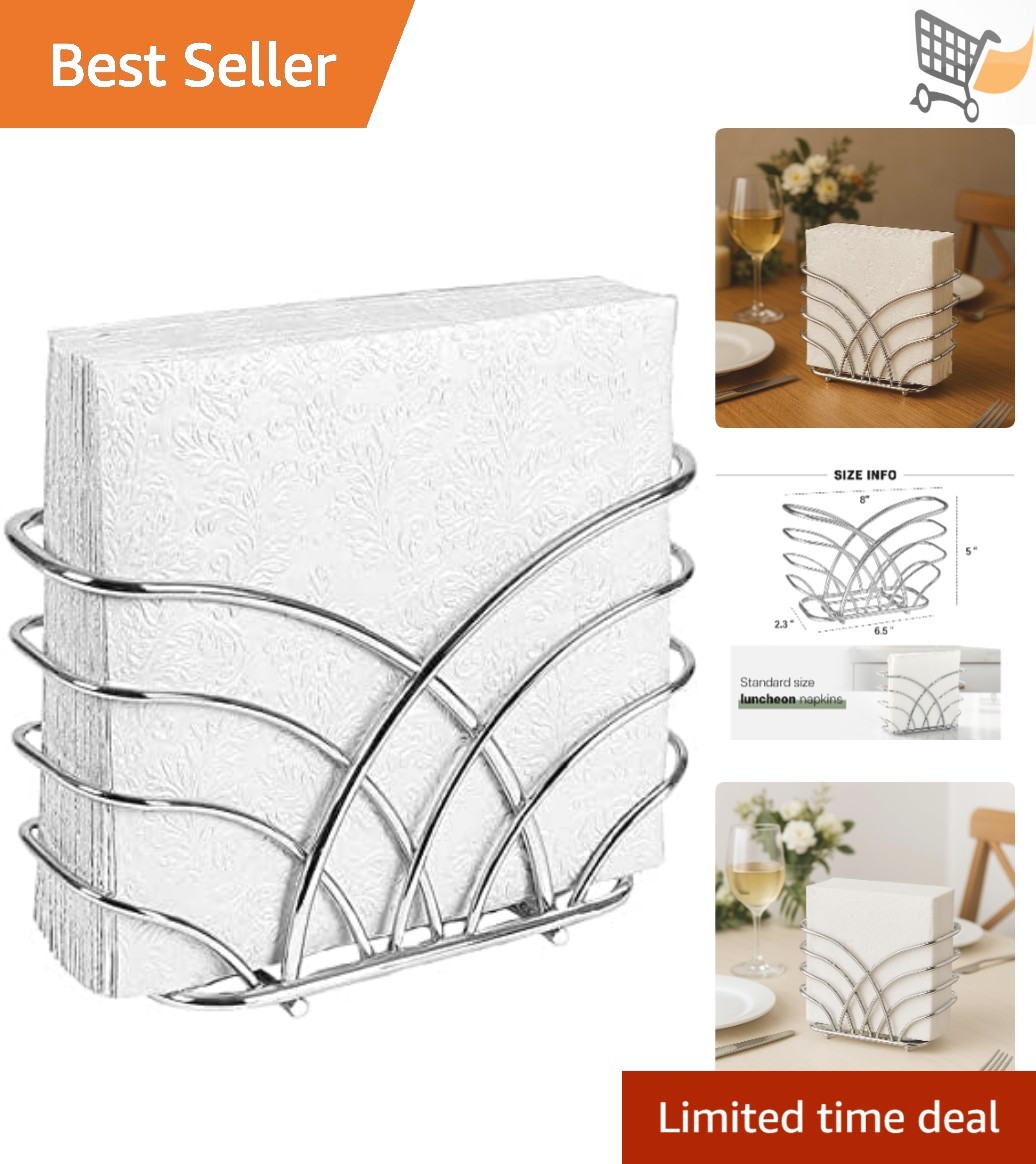 Silver Stainless Steel Napkin Holder for Table Modern Elegant Kitchen Decor gallery