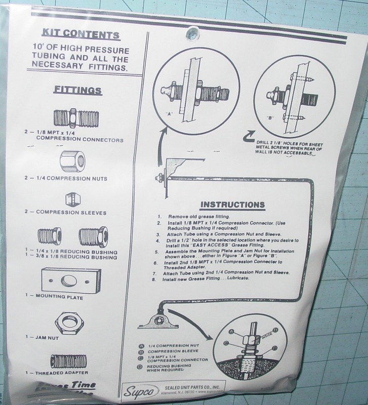 Supco Remote Grease Fitting Kit GFK1 Easy Access 10' Tubing OEM Hardware NOS USA gallery