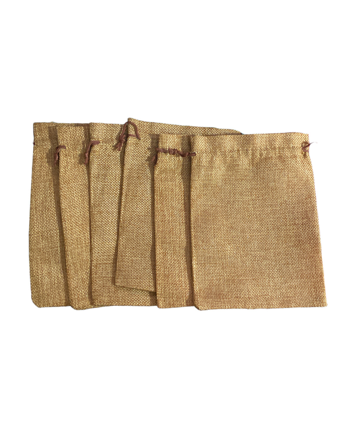 6 Burlap Jute Draw String Bags 7"x5" Party Jewelry Holiday Gift Giving New gallery