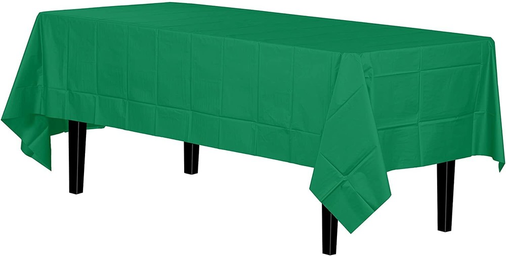 6-Pack Premium Plastic Tablecloth 54in. X 108in. Rectangle Green or Blue