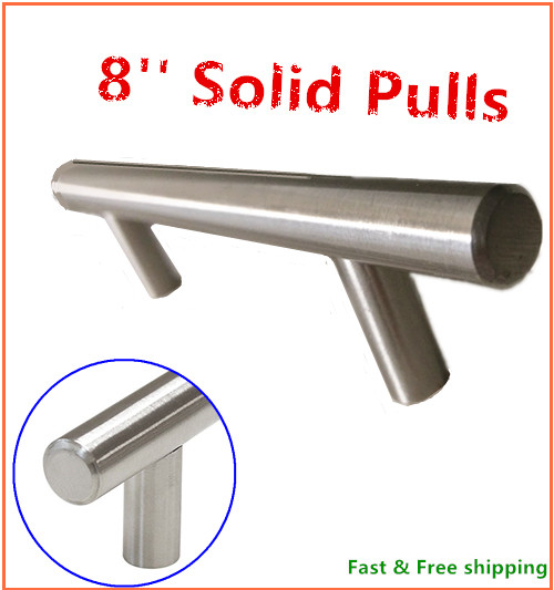 8" Cabinetry Drawer Door Bar Handle Bar Pull Knob Hardware Solid PULLS Steel BN gallery
